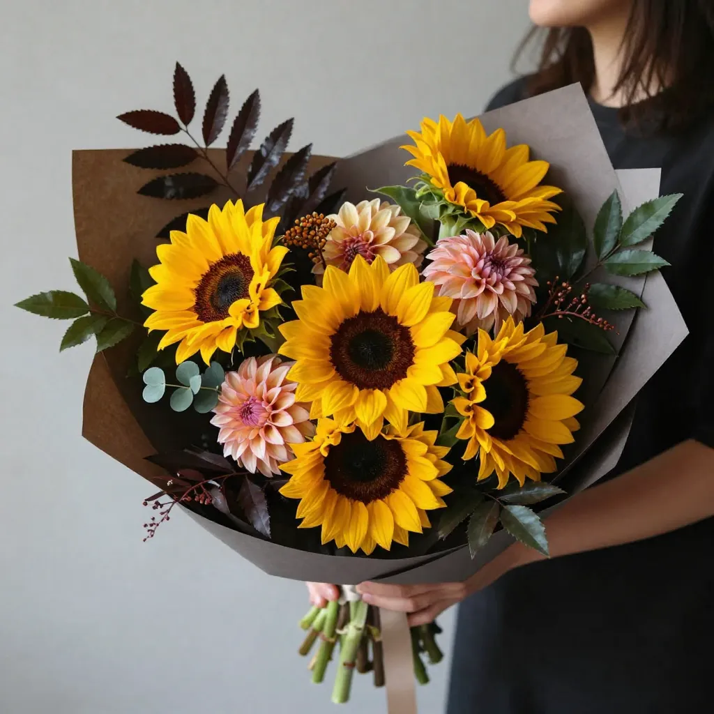 Modern mixed flower bouquet